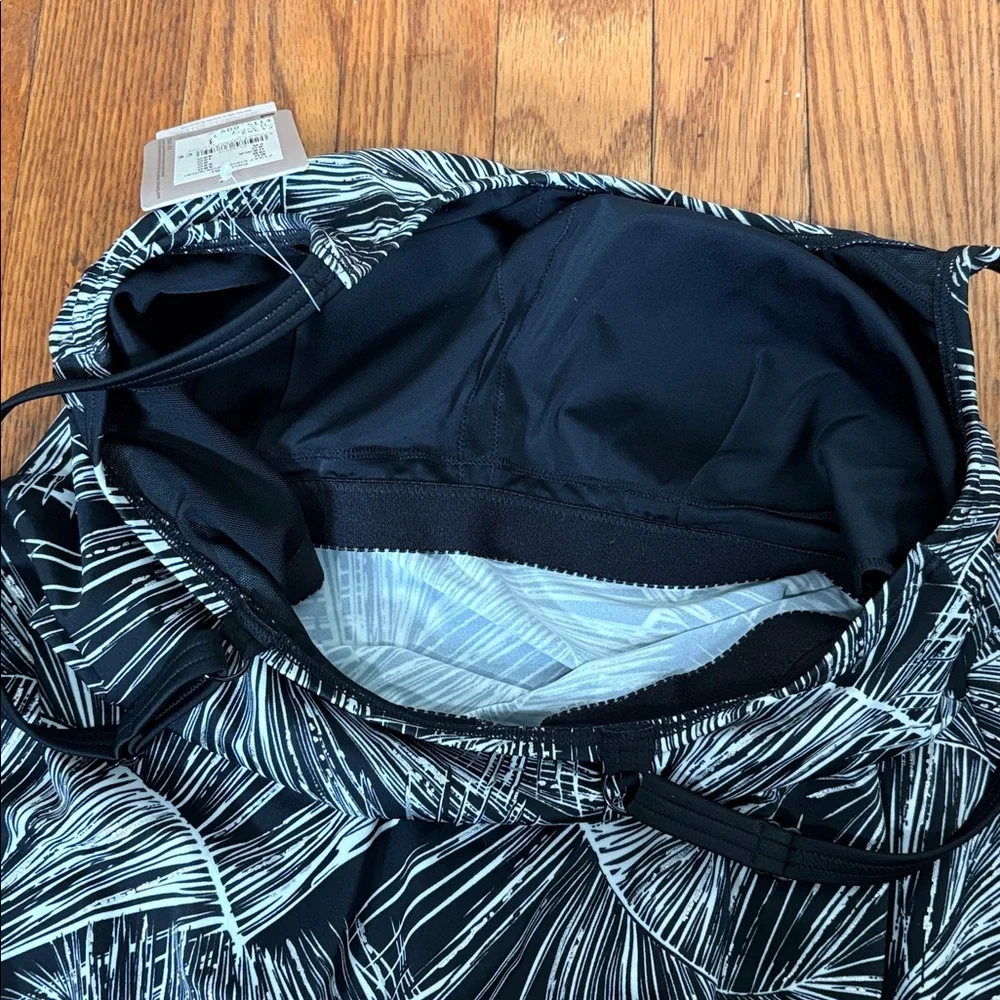 Amoena Florida Pocketed blouson tanikini & skirt Swimsuit Black size 8 cup C NWT